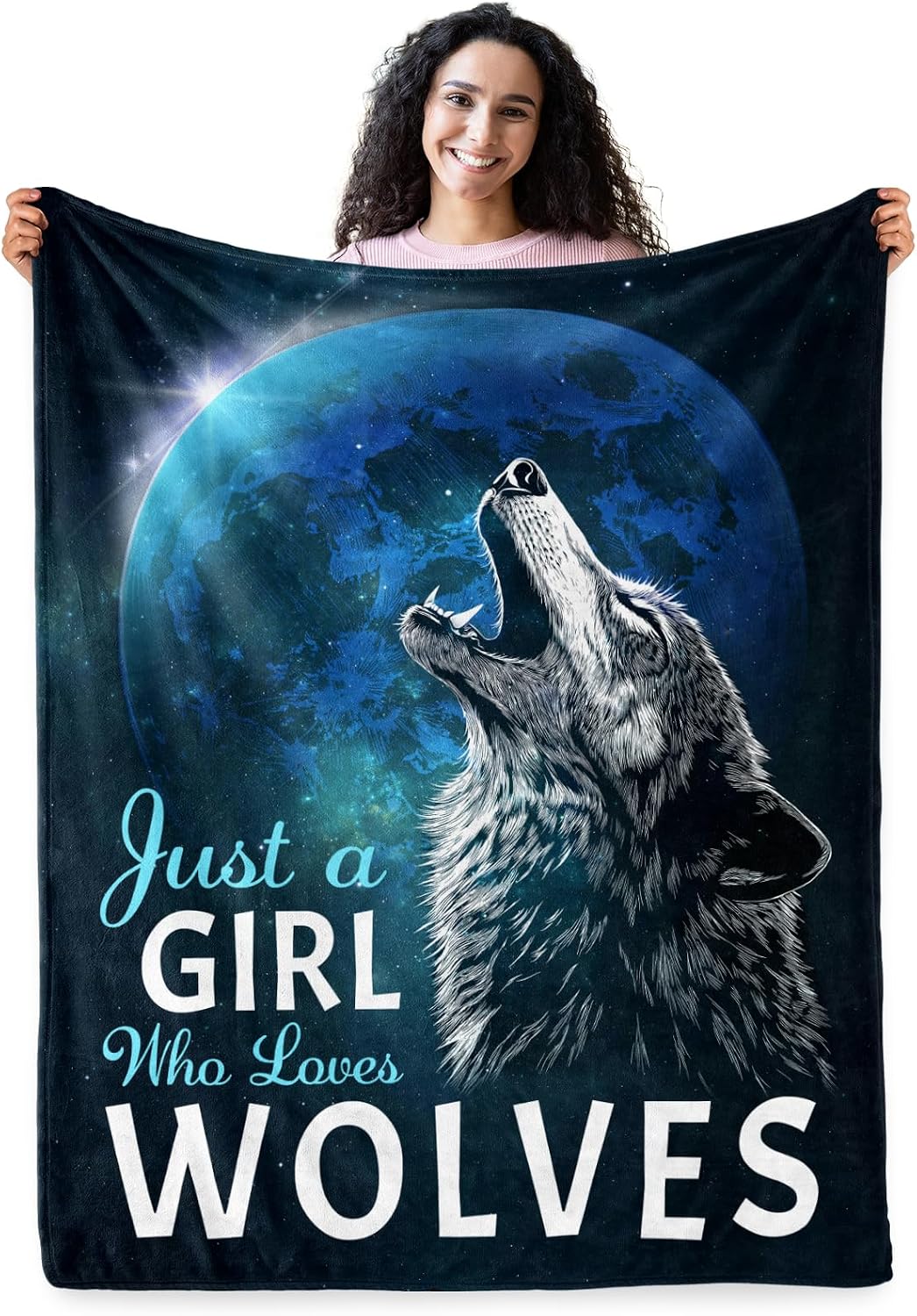 Levens Black Cat Blanket, Cozy Cats Blankets for Cat Lovers 60"x50" Soft Plush Black Cats Gifts - Wolf Blue / 50"x60"