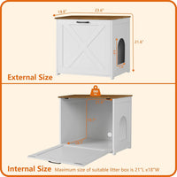 Cat Litter Box Enclosure, Hidden Litter Box Furniture - White+Warm Brown / 23.6"L x 19.7"W x 21.7"H - image 4