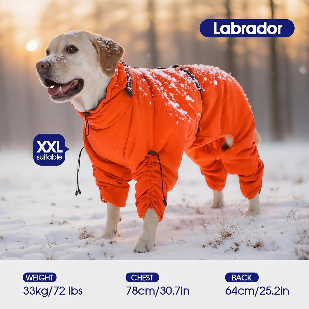 Full Body Dog Coat,Warm Dog Fleece Jackets with Harness Built in Windproof Dogs Snowsuit Zip up Pet - Orange / Small - image 2