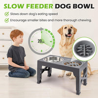 Elevated Dog Bowls with 5 Adjustable Heights Stand – Essentials for Dogs - Grey - image 3