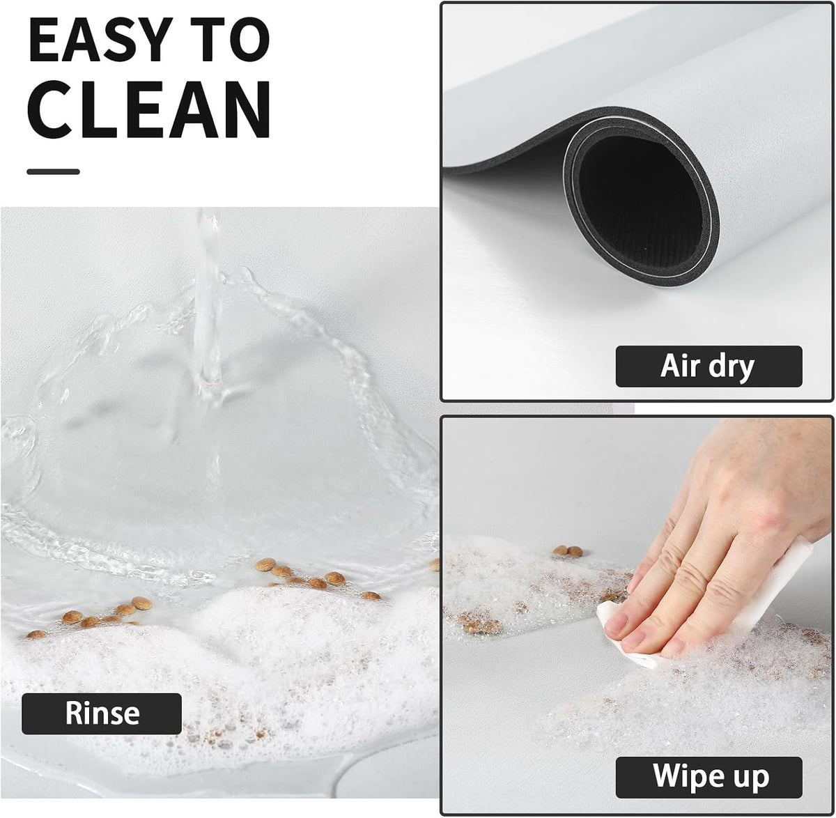 HotLive Dog Food Mat, Absorbent Cat Mat for Food and Water - Light Grey / 34"L x 18"W - image 3