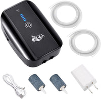 AQQA Aquarium Air Pump, Battery Rechargeable Portable Bubbles Oxygen Pump – Essentials for Fish - 2.5 W for 1-140Gal tank