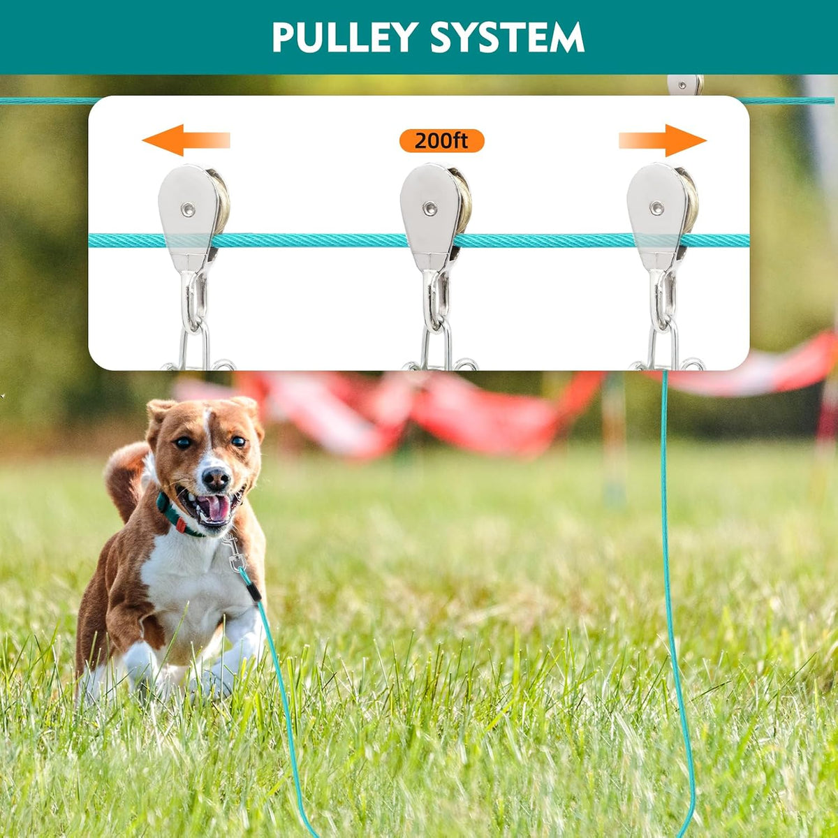 Dog Runner for Yard, Outdoor Dog Run - Blue / 200FT+10FT - image 3