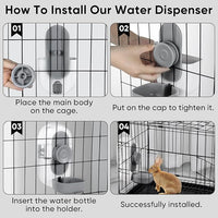 28oz Hanging Automatic Water Dispenser，Rabbit Water Bottle,Bunny Guinea Pig Ferret Water Bowl for Cage,Suitable for Small Animal Puppies(Cage Grid Spacing Over 1.2'') (Gray)
