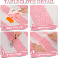 3 Pack Plastic Birthday Tablecloth - Pink Striped - image 4
