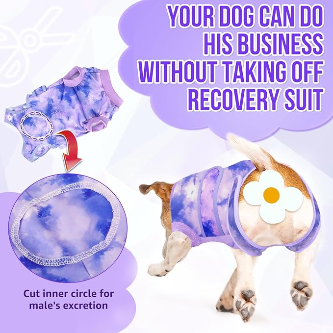Lukovee Recovery Suit for Dogs, Zipper On Recovery Suit for Female Male Dog, Onesie Abdominal Wounds Cone E-Collar Alternative Prevent Licking Spay Recovery Suit (XL,2TPU)