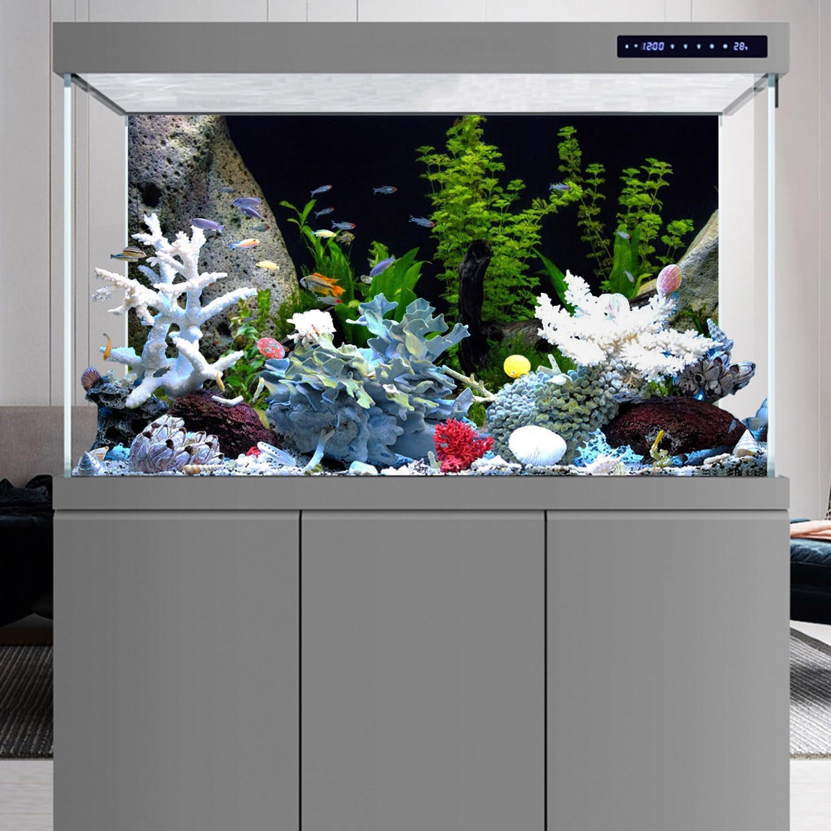 Underwater Aquatic Fish Tank Background Stone Aquarium Backdrop 36x24 - 30x18in/75x45cm - image 2