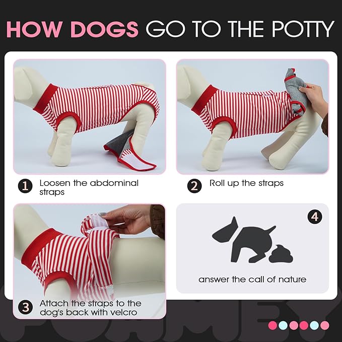 FUAMEY Dog Recovery Suit Male,Dogs Surgery Neuter Suits Puppy Spay Shirts for Female Protect Dog's Skin Anti Licking Abdominal Wounds Doggie Onesie Pet Bodysuit Alternative to Cone Red Stripes S
