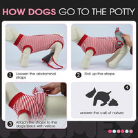 FUAMEY Dog Recovery Suit Male,Dogs Surgery Neuter Suits Puppy Spay Shirts for Female Protect Dog's Skin Anti Licking Abdominal Wounds Doggie Onesie Pet Bodysuit Alternative to Cone Red Stripes XXL