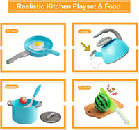 35Pcs Kids Kitchen Toy Accessories - Turquoise / 90Pcs - image 4