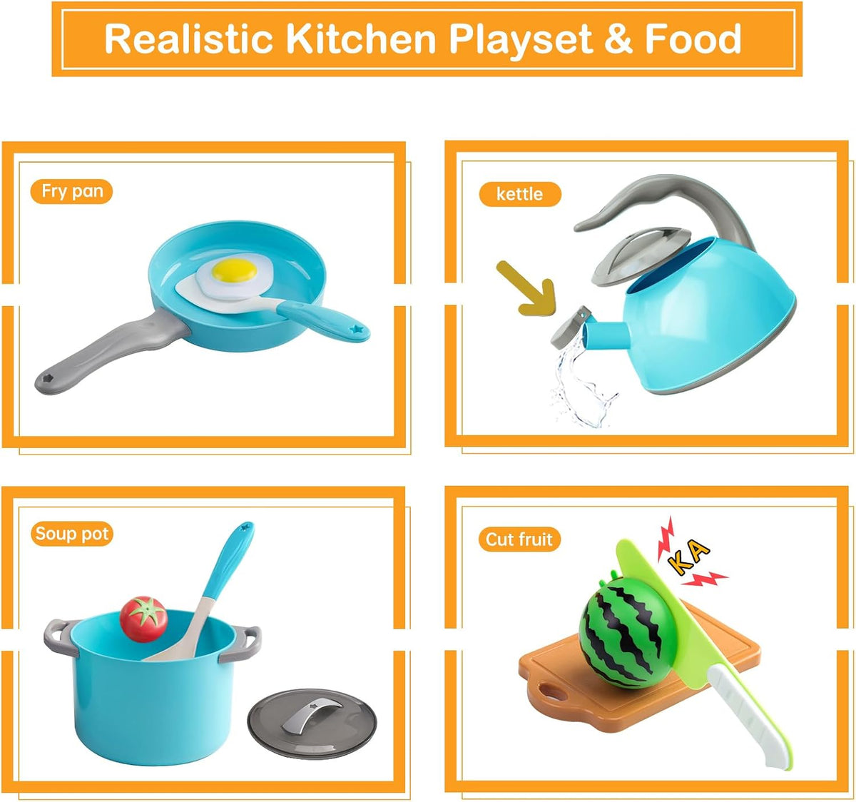 35Pcs Kids Kitchen Toy Accessories - Turquoise / 90Pcs - image 4