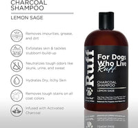 Ruff by Lillian Ruff Activated Charcoal Pet Shampoo – Deep Cleanser, Deodorizer, Stain Remover – Lemon Sage Scent, pH Balanced, Hydrate Dry Itchy Skin – Safe for Puppies & Mature Dogs