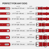 CollarDirect Rolled Leather Dog Collar, Soft Padded Round Puppy Collar, Handmade Genuine Leather Collar Dog Small Large Cat Collars 13 Colors (13-16 Inch, Red Smooth)