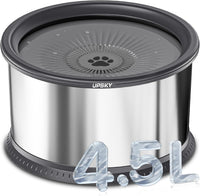 UPSKY 6.5L No Spill Dog Water Bowl Stainless Steel with Anti-Slip Mat – Essentials for Dogs - B.4.5L / H-Grey