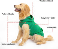 Fleece Dog Hoodie with Pouch, Green S – Essentials for Dogs - Large / Green - image 2