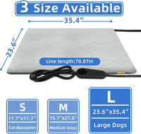 Pet Heating Pad for Cats Dogs Electric Heated Bed Waterproof Warming - Paw Grey / Large:23.6x35.4in - image 2