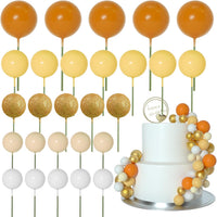 ASTARON 50 Pcs Ball Cake Topper Sticks Mini Balloons for Cake - Orange Yellow Series