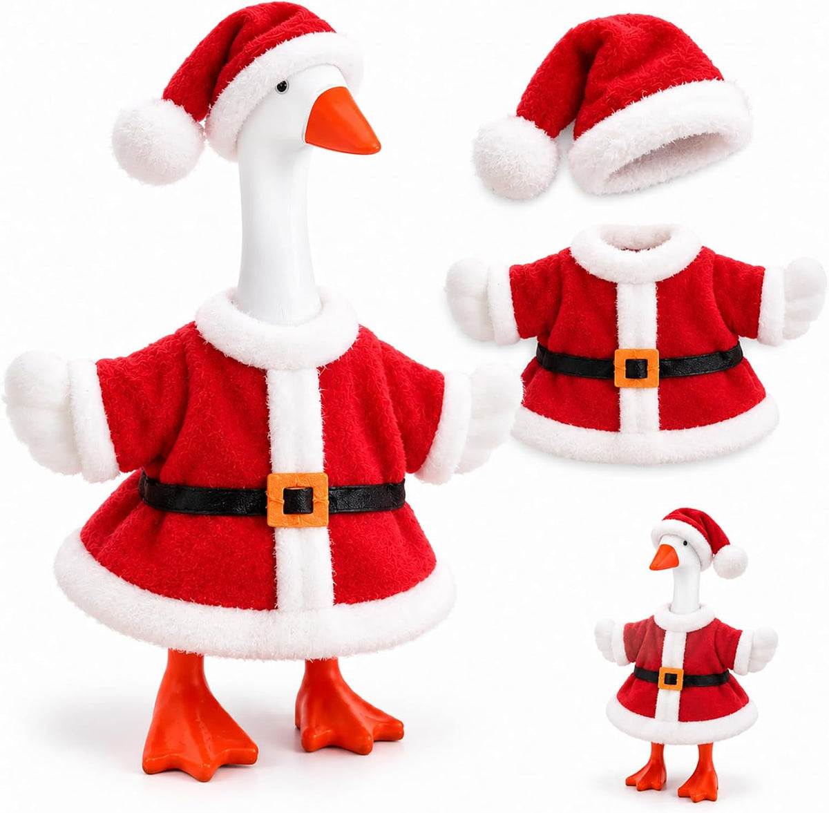 7inch Desk Goose Outfits, Mini Desktop Goose Clothes with Sunglasses & Necklaces, Brown Leopard - Christmas Santa / 7 Inch