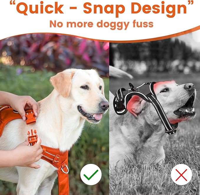 No Pull Dog Harness, Reflective Puppy Vest for Small Medium Large Sized Dog(Orange,S)
