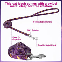 2 Pack Cat Harness and Leash with Collar Set - Black Purple - image 4