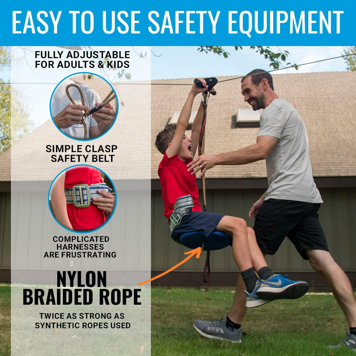 Hyponix Zip Line Kit for Backyard Kids and Adults 100 ft - 100' Zipline Kit - image 3