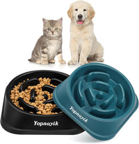 2 Pack Slow Feeder Dog Bowls for Medium Dogs & Cats – Essentials for Dogs - Small / Black and Navy Blue