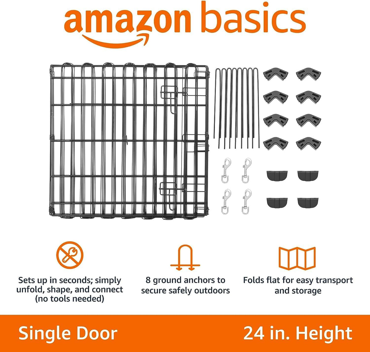 Amazon Basics Portable Foldable Octagonal Metal Exercise Dog Playpen - Single Door / 24"H - image 4