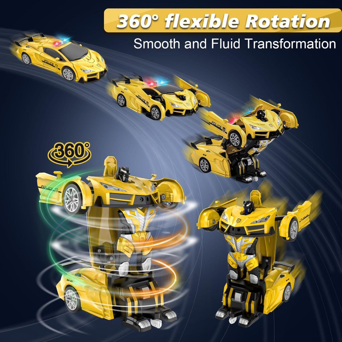 Spider Remote Control Car with Police Light - Yellow - image 4