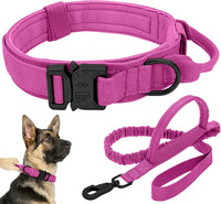 Tactical Dog Collar - Dog Collar with Control Handle for Medium Large Dogs – Essentials for Dogs - Pink Set / XL