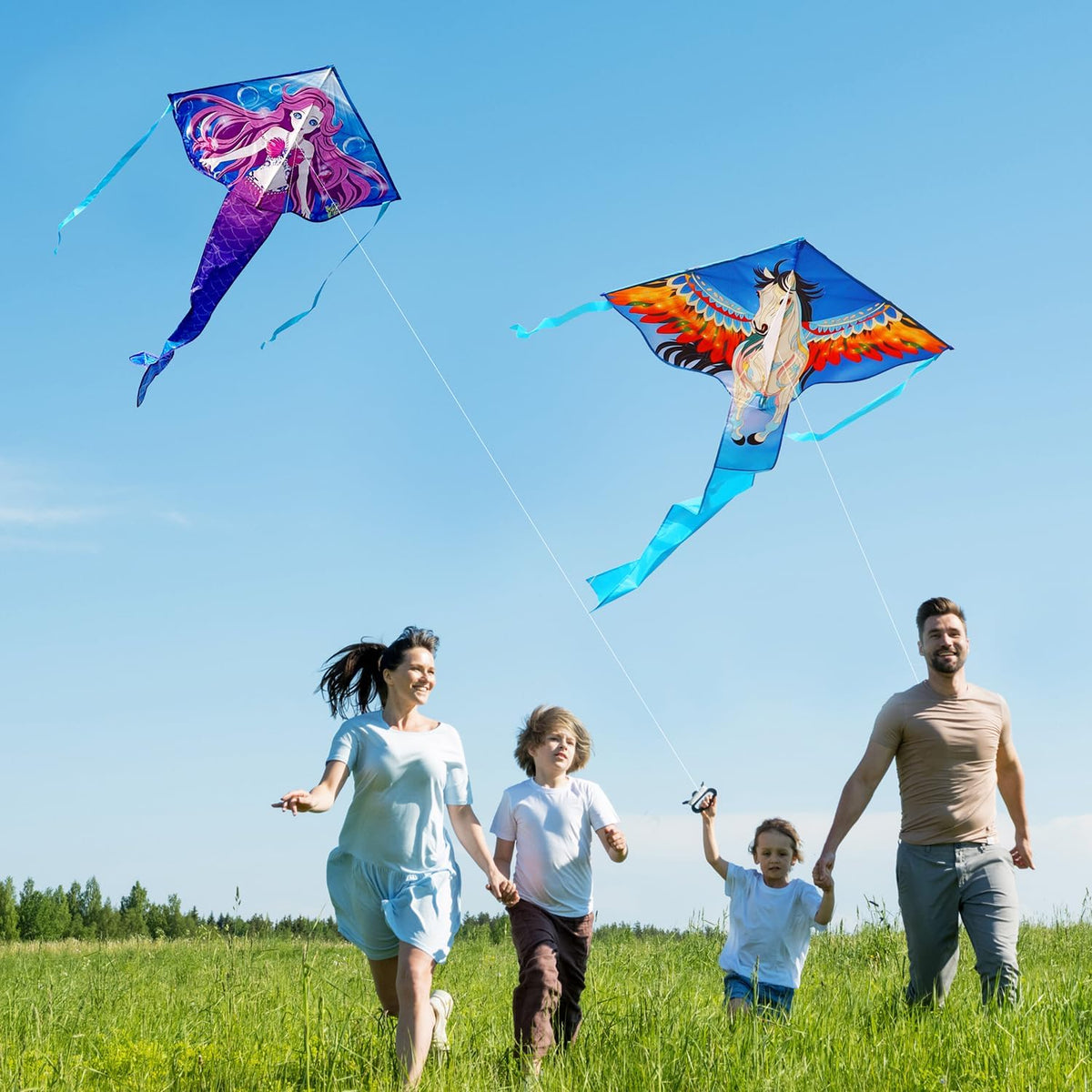 Honbo large mermaid delta kite for kids and adults in bright colors - view 11