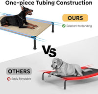Veehoo Heavy Duty Elevated Dog Bed - Raised Dog Cot with Washable & Breathable Teslin Mesh, Non-Slip Silicon Feet, Cooling for Indoor or Outdoor, 35" x 22", Beige Coffee