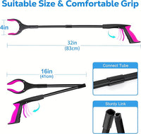 Grabber Reacher Tool - 32” Extra Long Foldable Gripper and Reaching Tool - Heavy Duty Pick Up Stick Grabbers for Seniors, Trash, Surgery Recovery Must Haves Gifts (Black Purple)