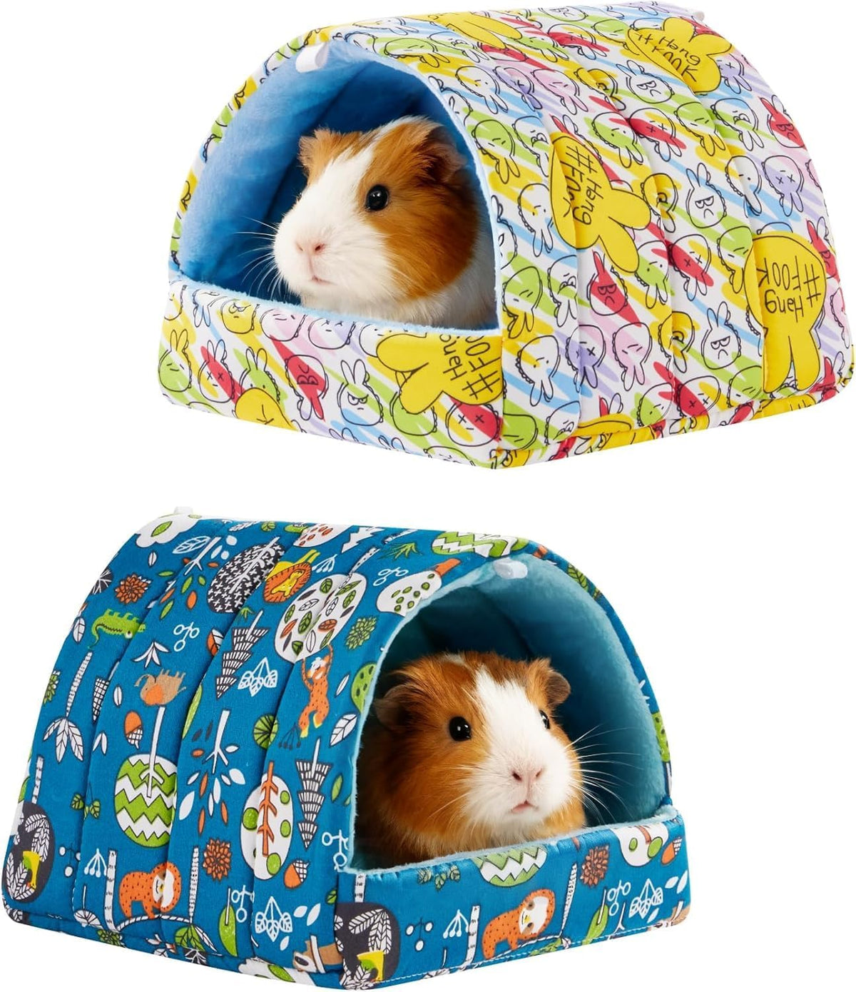 2 Pack Hamster Hideout Bed - Green+Yellow / 7.8*7in