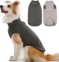 2 Pack 3XL Fleece Dog Sweater for Labrador, Leash Hole - Dark Grey & Light Grey / XX-Large(Chest Girth: 22.4")