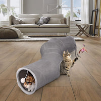 Ownpets Cactus Cat Tunnel 12" with Peek Holes for Indoor Large Cat - S-Shape (Suede Fabric) / 10 Inches in Diameter - image 4