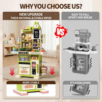 33.8IN Kids Kitchen Playset with Sound & Light - Green - image 3