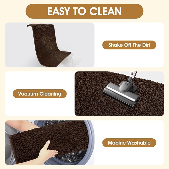 IM HOME 30" x 20" Brown Dog Door Mats for Muddy Paws, Chenille Absorbent Dog Mat, Non Slip Heavy Mud Mat for Dogs, Soft Pet Bed Mat for Entryway, Mud Paws, Inside Floor