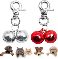 Bells for Dog Collars - 2 Pack Pet Hanging Ring Bell Accessories for Dog & Cat, Pet Pendant Collar - Silver & Red - Gloss / Small