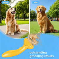 Undercoat Rake for Dogs & Cats, Self‑Clean Deshedding Brush - Yellow - image 4