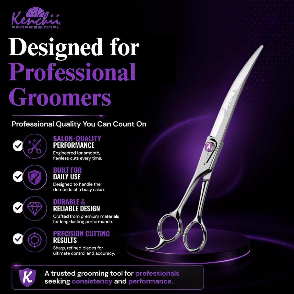 Kenchii Scorpion Dog Grooming Scissors 7in Curved - 9" Curved - image 4