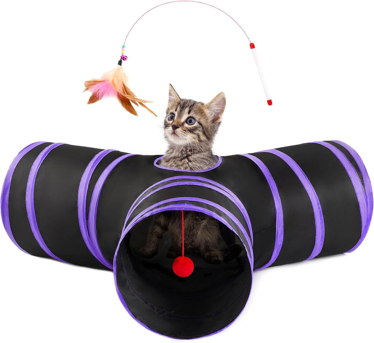 Love's cabin Cat Tunnel for Indoor Cats - Black&Purple / S (23.6"x13"x11")