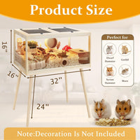 PROLEE Small Animal Cage, Hamster Cage Wooden Roof - 32.0"L x 16.0"W x 40.0"H / Metal Mesh Roof - image 3