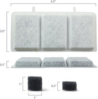 PET STANDARD Replacement Water Filter & 10 Pack Replacement Pre-Filter Sponges Compatible with Petory® 74oz/2.2L Automatic Pet Fountain, Pack of 10