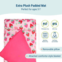 Wildkin Kids Original Nap Mat, Cozy Kids Sleep Mat with Pillow - Strawberry - image 3