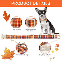 Dog Collar With Metal Buckle, Red Rose Flower Gift for Small - Colorful Orange Grid / L - image 2