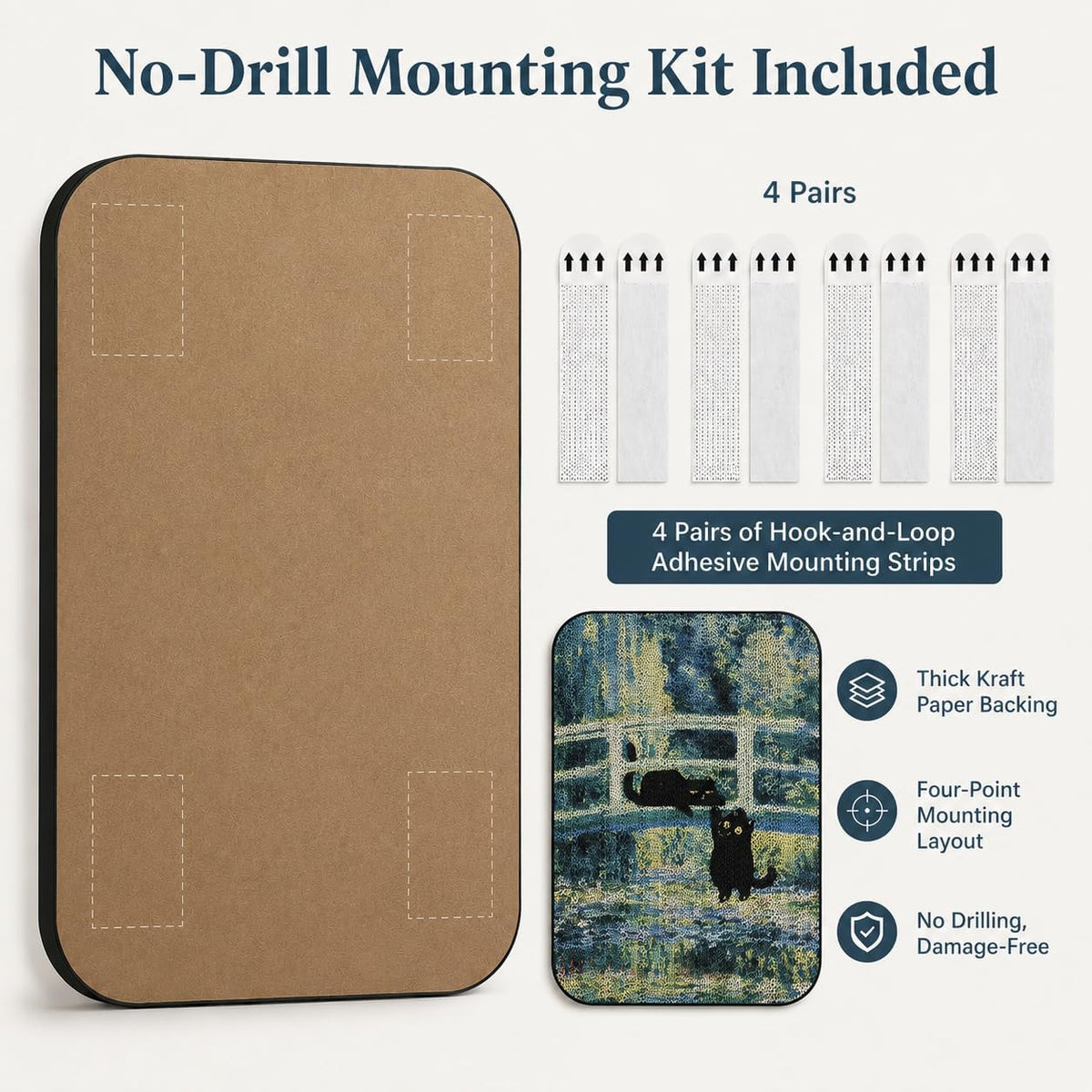 Cat Wall Scratcher, Art Cat Scratching Board for Indoor Cats – Essentials for Cats - Lily Pond Bridge New - image 4