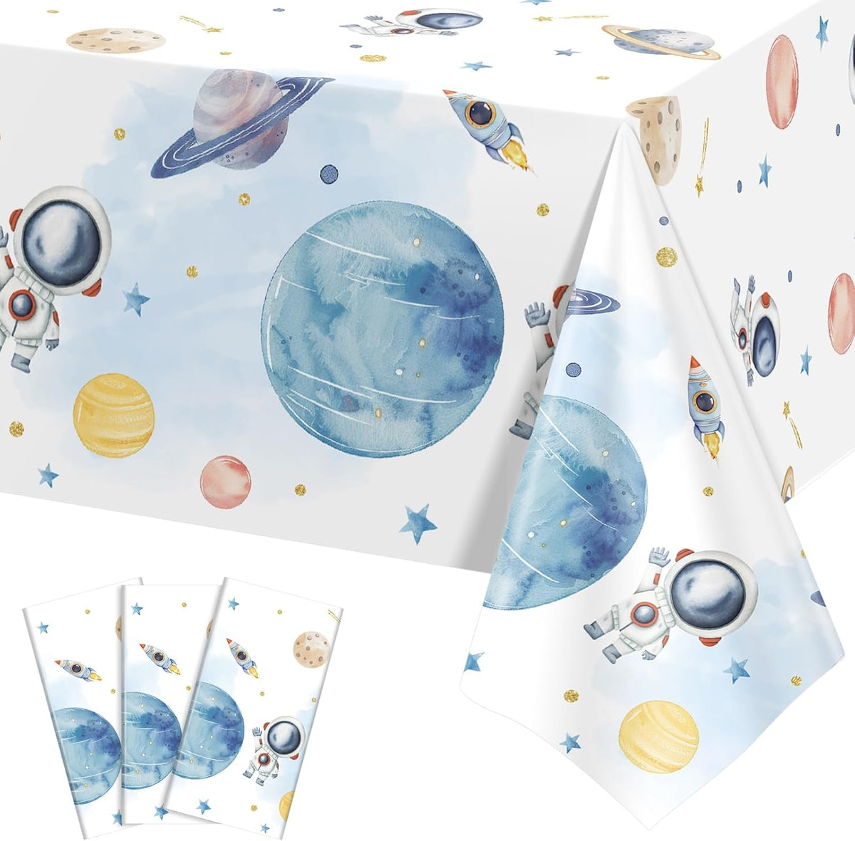 NatNarr 3 Pack Wood Grain Plastic Tablecloths - Outer Space
