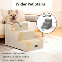 Dog Steps for High Bed, 5-Step Pet Stairs for Small Dogs and Cats – Essentials for Cats - Beige / 3 - image 2