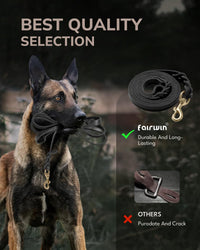 Braided Leather Dog Training Leash 6 Foot - Xl - 6 ft x 1 inch / Black - image 2