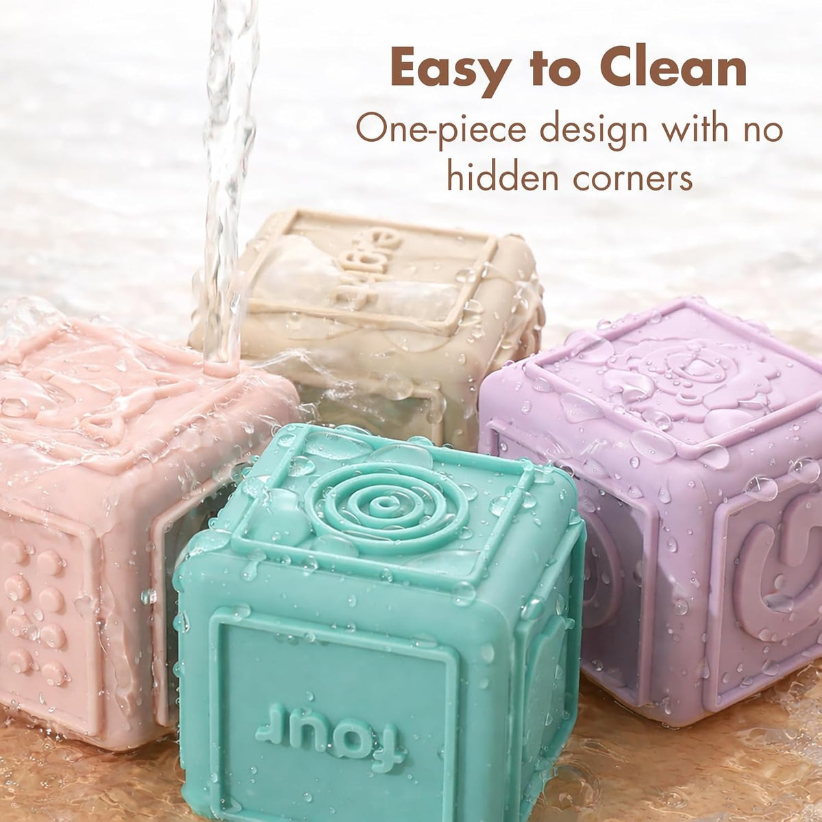 Baby Blocks Stacking for Babies Silicone Soft Building Blocks - Vintage - image 4